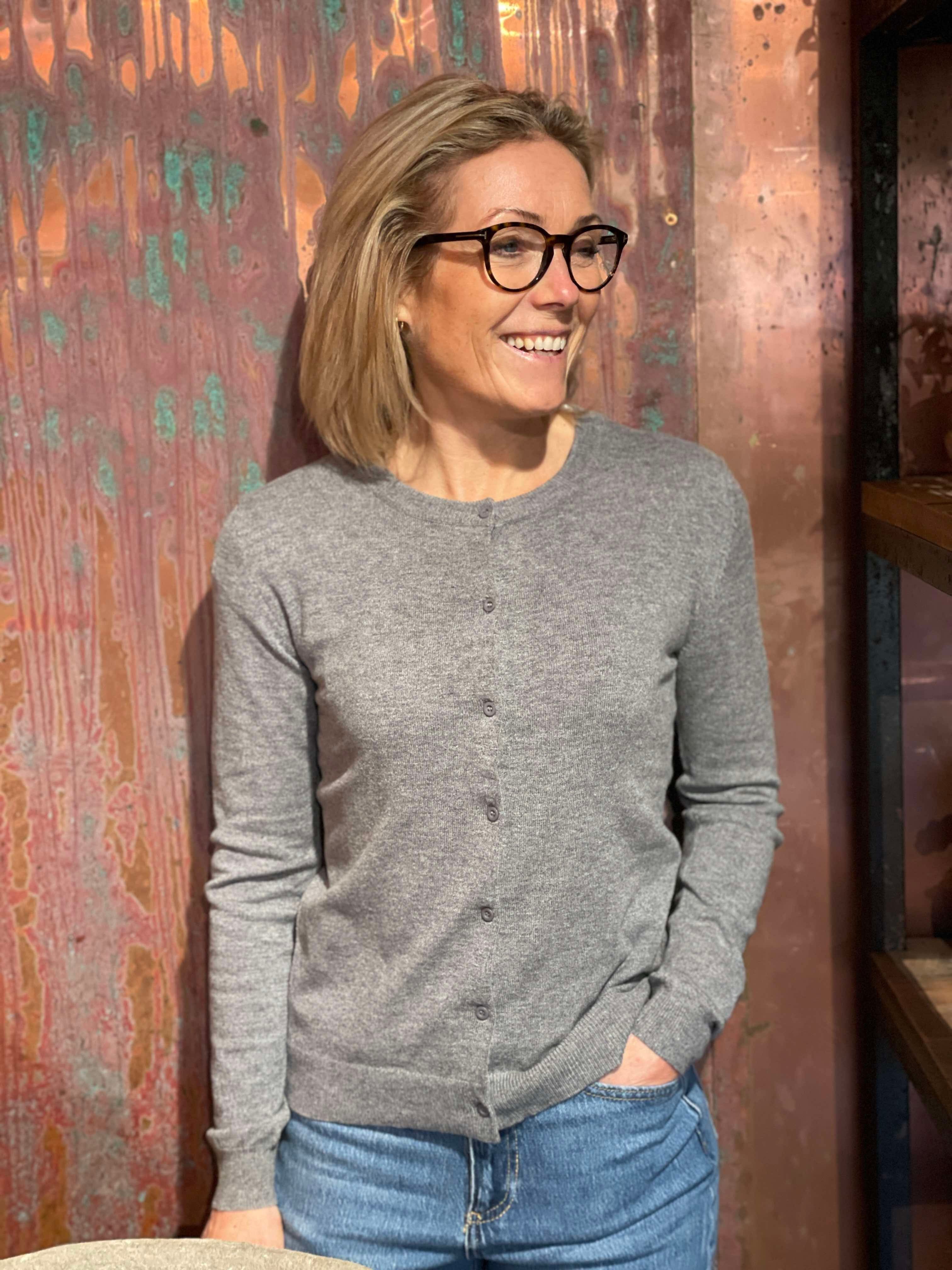 PCNORA Knit Cardigan - Medium Grey Melange